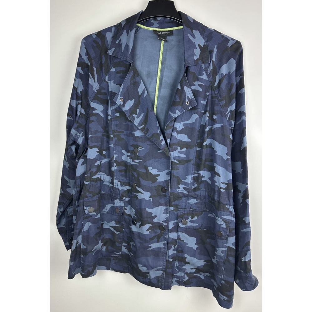 Lane Bryant Camo Anorak Jacket Blue Lyocell Military Grunge Plus Size 18/20 2X - Picture 6 of 8